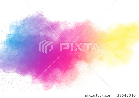 multicolored powder splatted on white background. 33542016