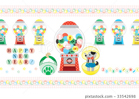 New Year's card template "Capsule toy Gachachapon!" Completed in 2018, HAPPY NEW YEAR! 33542698