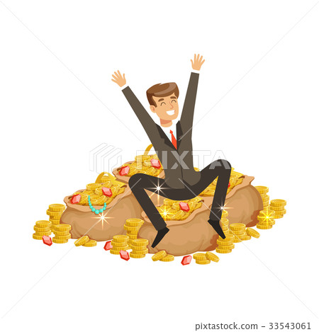 Happy rich successful businessman character 33543061