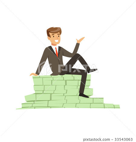 Happy rich successful businessman character 33543063