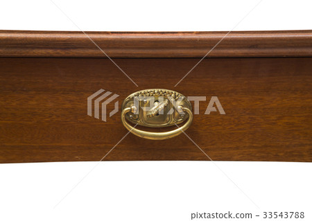 Antique wooden table on isolated white background 33543788