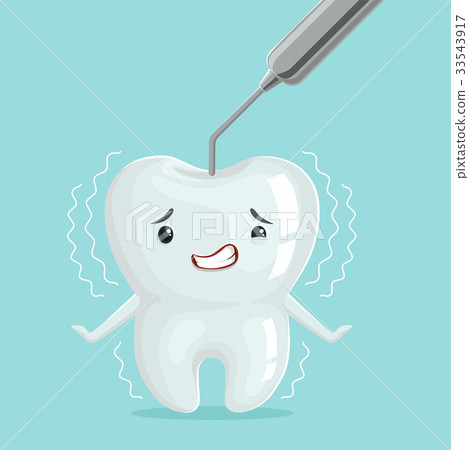 Cute white cartoon tooth character with dentist Cute white cartoon tooth character with dentist 33543917