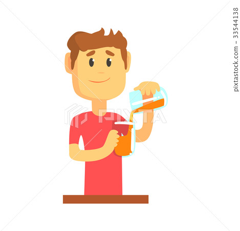 Young bartender man character standing at the bar Young bartender man character standing at the bar 33544138