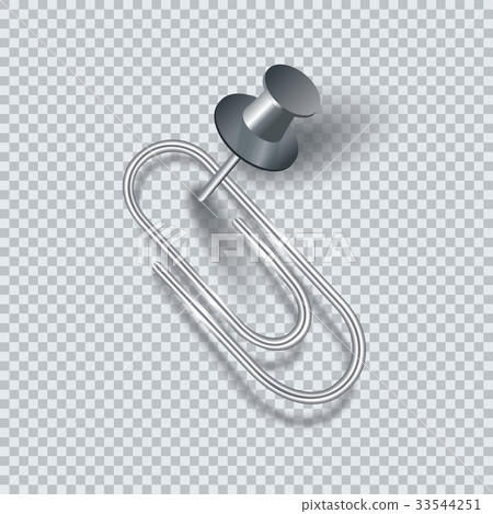 Realistic clip and pin on transparent background. - Stock Illustration ...