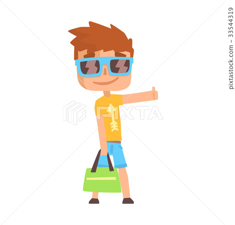 Traveler guy standing with a sign hitchhiking 33544319