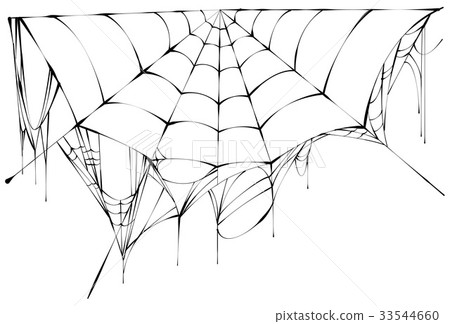 Black spiderweb on white background 33544660