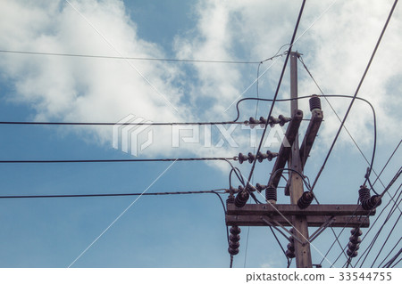 Beautiful electric pole, sky background Beautiful electric pole, sky background 33544755