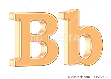 English golden letter B with serifs, 3D rendering 33547522