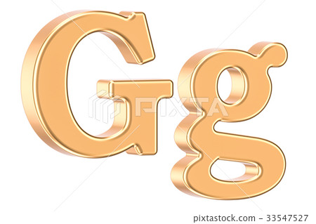 English golden letter G with serifs, 3D rendering 33547527