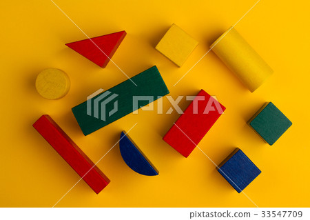 abstract square color composition with wood blocks 33547709