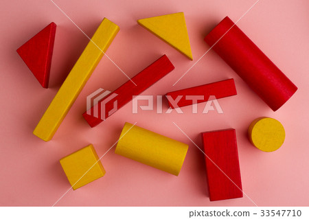 abstract square color composition with wood blocks 33547710