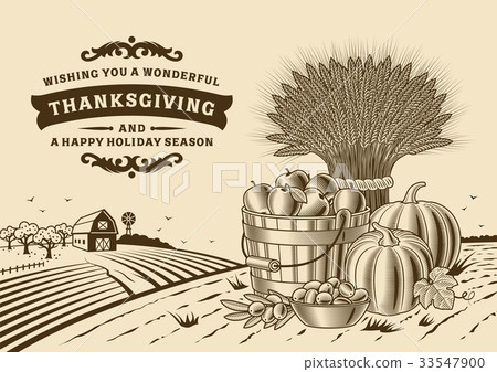 Vintage Thanksgiving Landscape Brown Vintage Thanksgiving Landscape Brown 33547900