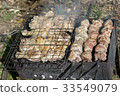 Grilled meat coals and logs 33549079
