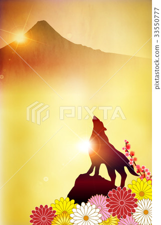 戌 Fuji New Year's card background 戌 Fuji New Year's card background 33550777
