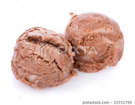Ice cream scoops on white background 33551789
