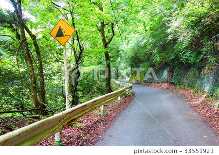 Road sign of falling rock attention Road sign of falling rock attention 33551921