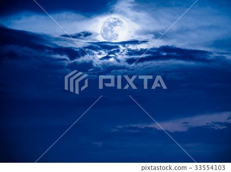 Landscape Of Night Sky With Beautiful Full Moon S Stock Photo 33554103 Pixta