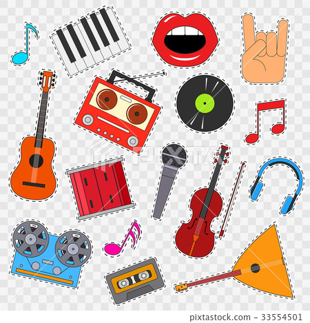 Musical Instruments and Equipment Sticker Set on a 33554501