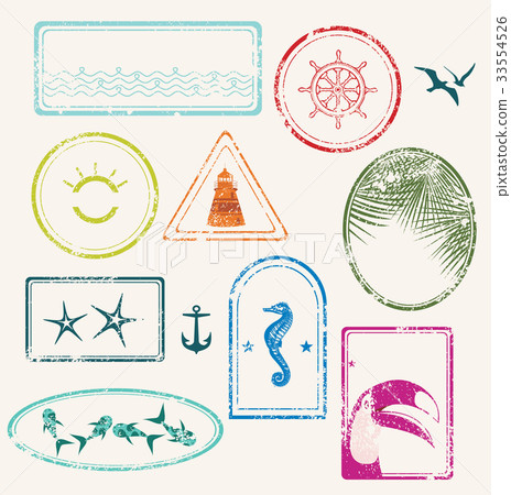 Set of postal stamps and postmarks 33554526