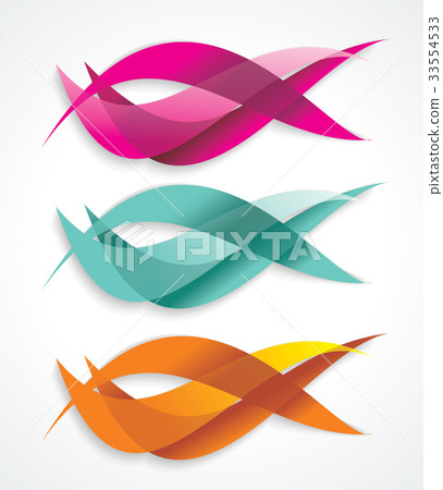 Set of colorful smooth futuristic wave layouts. 33554533