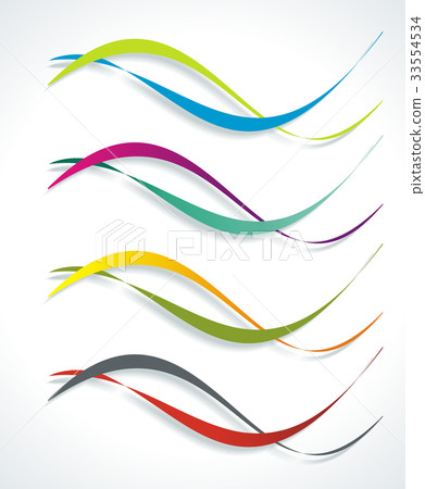 Set of colorful smooth futuristic wave layouts.  33554534