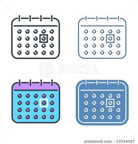 The calendar vector outline icon set. The calendar vector outline icon set. 33554587