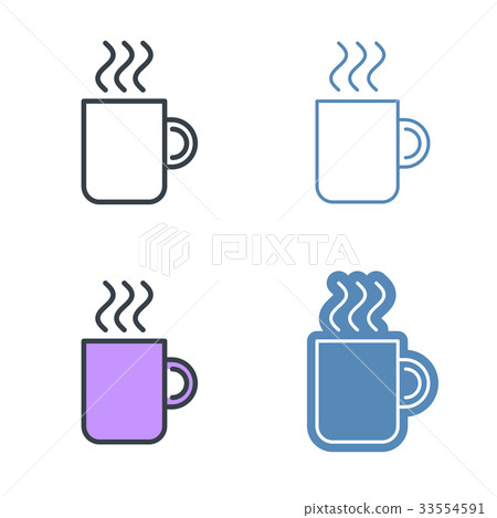 The mug of coffee vector outline icon set. The mug of coffee vector outline icon set. 33554591