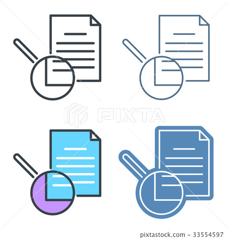 The document with magnifying glass. Vector icons The document with magnifying glass. Vector icons 33554597