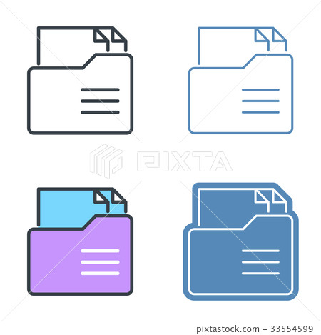 Folder with paper documents vector outline icons 33554599
