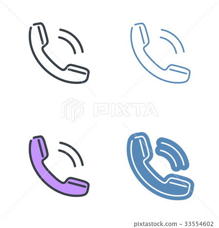 Old phone handset vector outline icon set. Old phone handset vector outline icon set. 33554602