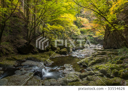 Hikers taking a walk in the autumn Akame eyes 48 waterfall Hikers taking a walk in the autumn Akame eyes 48 waterfall 33554626