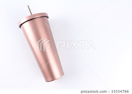 Stainless steel tumbler cup on white background 33554766
