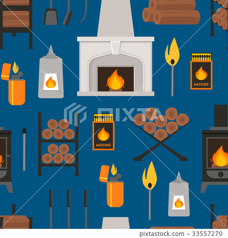 Cartoon Fireplace Background Pattern. Vector Cartoon Fireplace Background Pattern. Vector 33557270