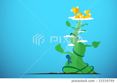 businessman climbing giant beanstalk to get reward businessman climbing giant beanstalk to get reward 33559749