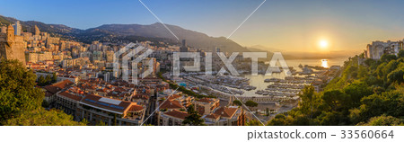 Monaco sunrise panorama city skyline, Monte Carlo 33560664