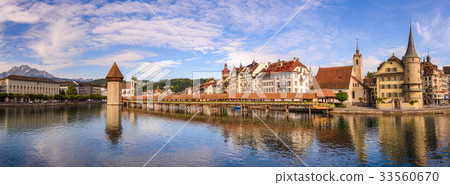 Lucerne panorama skyline Chapel Bridge Switzerland Lucerne panorama skyline Chapel Bridge Switzerland 33560670