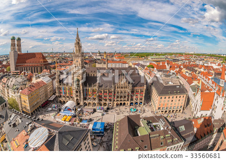 Munich city skyline Marienplatz town hall, Germany 33560681