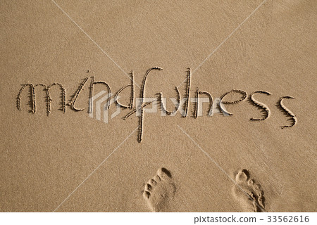word mindfulness in the sand 33562616
