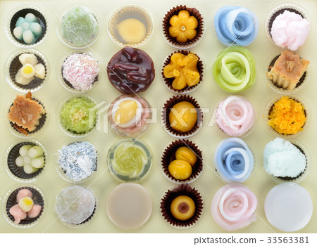 Thai desserts colorful variations.Thai sweets 33563381