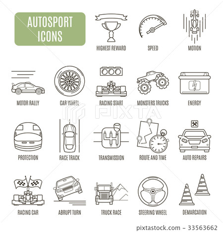Autosport icons. Set of vector pictogram Autosport icons. Set of vector pictogram 33563662