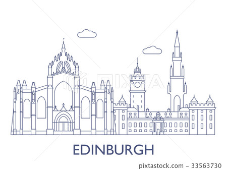 Edinburgh. The most famous buildings of the city - Stock Illustration ...