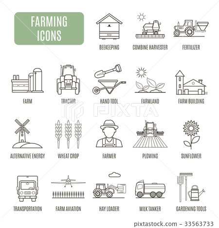 Farming icons. Set of vector pictogram 33563733