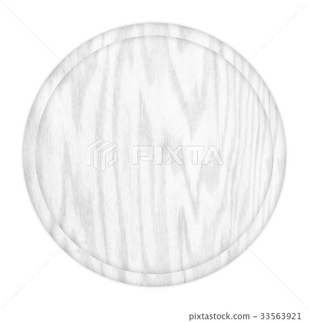 round wooden plate top view on white background 33563921