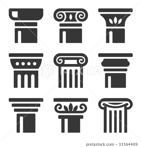 Ancient Columns Icon Set. Vector - Stock Illustration [33564409] - PIXTA