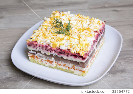 Herring under a Fur Coat.Traditional Russian salad Herring under a Fur Coat.Traditional Russian salad 33564772