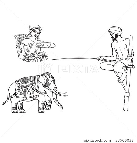 vector sri-lanka, india symbols set isolated 33566835