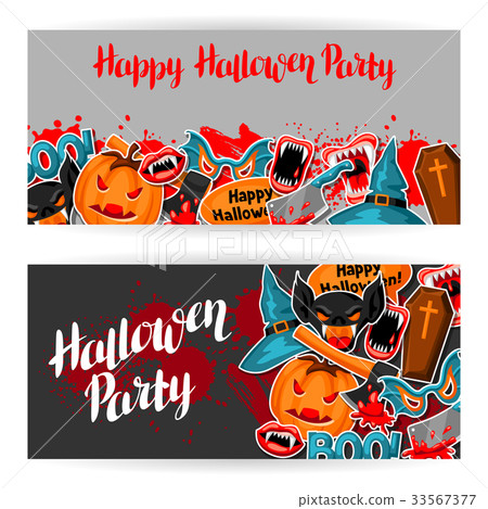 Happy Halloween banners with cartoon holiday Happy Halloween banners with cartoon holiday 33567377