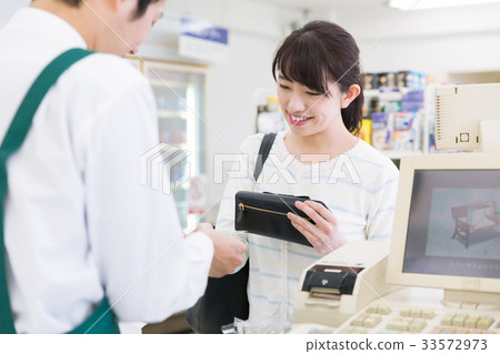 Convenience store stall shop shopping cashier payment 33572973