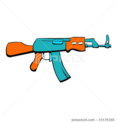Kalashnikov assault rifle icon cartoon 33576598