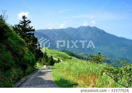 Taiwan scenery mountain view mountain road road Yangmingshan Taipei plant tree sky blue sky cloud mountain range outdoor activities leisure activities 33577026